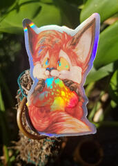Fox w/Mushroom Holo Sticker